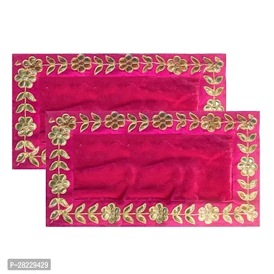 Pink Pooja Cloth For God, Velvet Altar Cloth For Puja Pack Of 2 Size 10X20