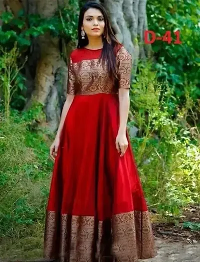 Stylist Taffeta Silk Ethnic Gowns For Women