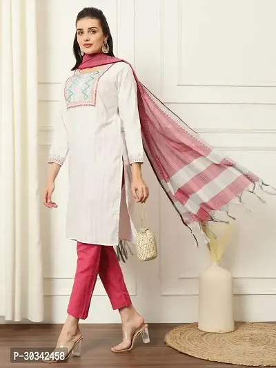 Fancy Khadi Cotton Kurta Bottom and Dupatta Set For Women-thumb2