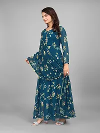 Fancy organza Printed Kurta With Dupatta For Women-thumb1