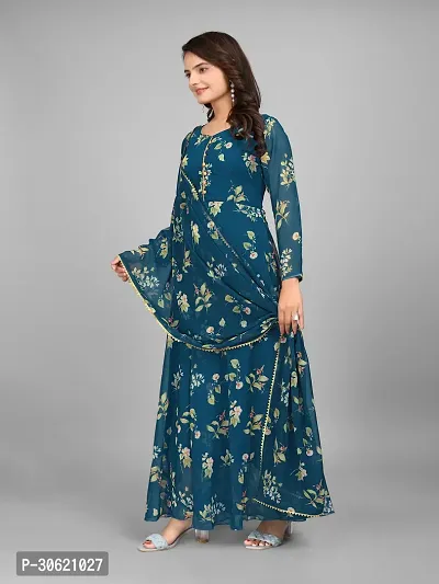 Fancy organza Printed Kurta With Dupatta For Women-thumb2