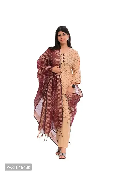 Fancy Cotton Kurta Bottom And Dupatta Set For Women-thumb2