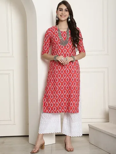 Stylish Crepe Printed Straight Kurtis