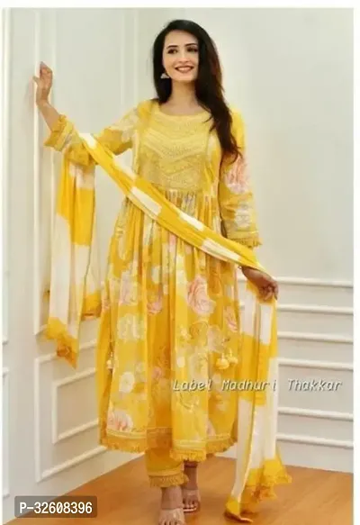 Fancy Rayon Kurta Bottom And Dupatta Set For Women