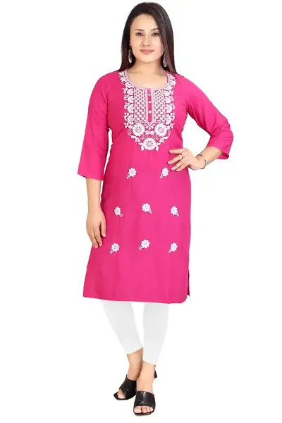 Elegant Embroidered Rayon Kurta For Women