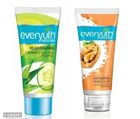 Everyuth Naturals Exfoliating Walnut Scrub, 50g And Everyuth Cucumber Face Pack 50gm.-thumb0