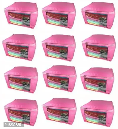 Saree cover Pack of 12,Non Woven Garments Cover (Pink)-thumb0