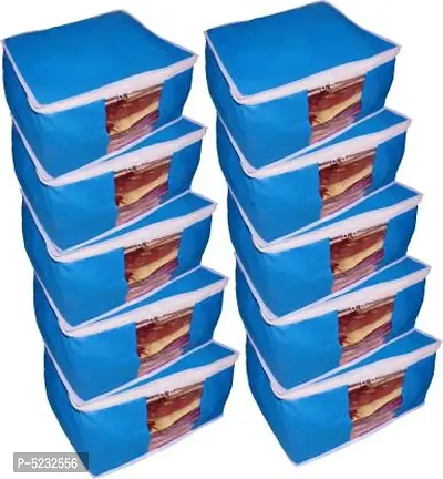 Saree cover Pack of 10,Non Woven Garments Cover (Blue)-thumb0