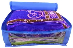 Saree cover Pack of 3,Non Woven Garments Cover (Blue)-thumb1