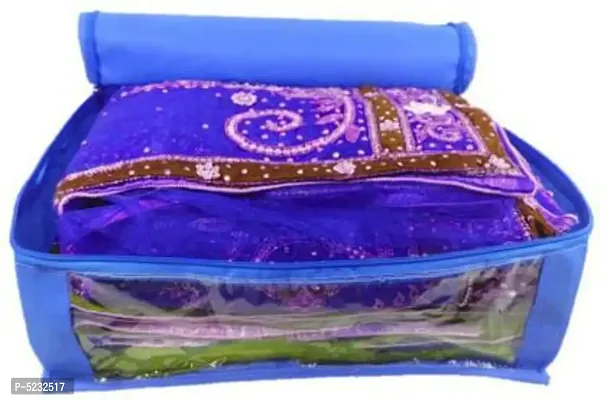 Saree cover Pack of 3,Non Woven Garments Cover (Blue)-thumb2