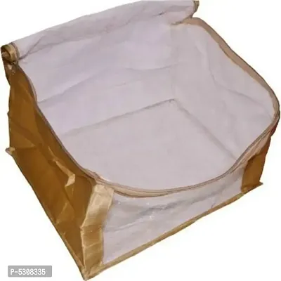 12 inch Saree cover Pack of 2 ,Satin Garments Cover (Gold)-thumb3