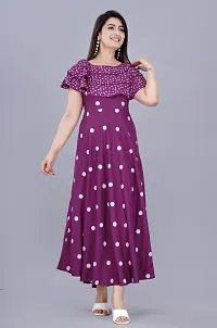 Purple Polka Dot Printed Anarkali Flared Kurtis-thumb3