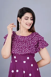 Purple Polka Dot Printed Anarkali Flared Kurtis-thumb4