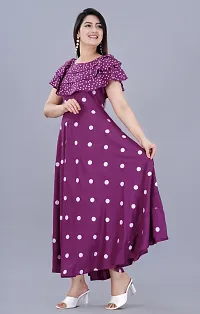 Purple Polka Dot Printed Anarkali Flared Kurtis-thumb1