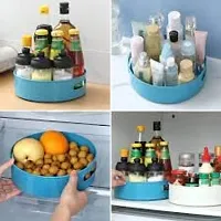 VR 360deg; Blue Rotating Organizer Tray for Kitchen Organizer/Cosmetics Organizer - 1000 ml Plastic Utility Container-thumb1