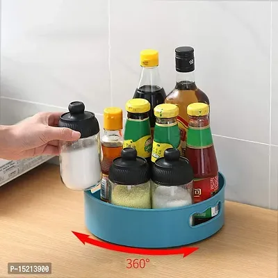 VR 360deg; Blue Rotating Organizer Tray for Kitchen Organizer/Cosmetics Organizer - 1000 ml Plastic Utility Container-thumb3