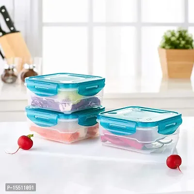 VR Airtight Plastic Fridge Containers Food Storage Box Set 3 for Kitchen - 800 ml Plastic Fridge Container( Pack of 3, Blue)-thumb4