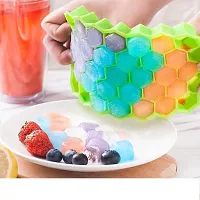 VR  Flexible Silicone Honeycomb 37 Cavity Ice Cube Tray with Lid Trays for Freezer Molds Small Cubes Whiskey Fridge Bar Soft Ice Cube Tray (Multicolor)-thumb1