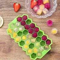 VR  Flexible Silicone Honeycomb 37 Cavity Ice Cube Tray with Lid Trays for Freezer Molds Small Cubes Whiskey Fridge Bar Soft Ice Cube Tray (Multicolor)-thumb2