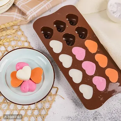 VR  Heart Shape chocolate  Mold || Hearts Shaped Decorating Mould for Chocolates, Jelly, Candy, Fondant || Kitchen Baking Tool (Brown) 1 pcs-thumb3