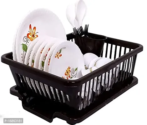 VR Large Durable Sink Plastic Dish Rack Utensil Drainer Drying Basket for Kitchen with draining Tray After wash Tool Cutlery Fork Organizer Dish Drainer Kitchen Rack Dish Drainer Kitchen Rack-thumb0