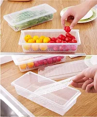 VR  3pcs  Fridge storage container  keep fresh fish ,vegetable , fruits, storage container, Fridge Organizer Case With Removable Drain Plate Stackable Freezer Storage Containers ( pack of 3))-thumb2