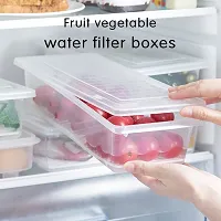 VR  3pcs  Fridge storage container  keep fresh fish ,vegetable , fruits, storage container, Fridge Organizer Case With Removable Drain Plate Stackable Freezer Storage Containers ( pack of 3))-thumb1