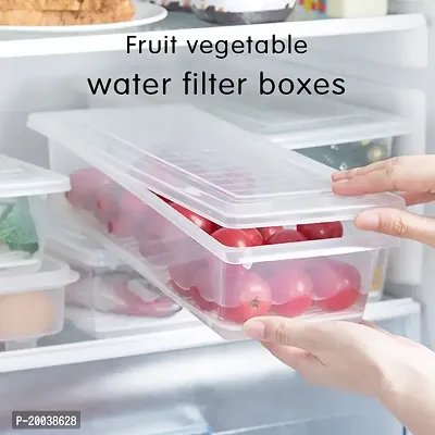 VR  3pcs  Fridge storage container  keep fresh fish ,vegetable , fruits, storage container, Fridge Organizer Case With Removable Drain Plate Stackable Freezer Storage Containers ( pack of 3))-thumb2