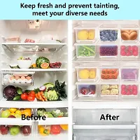 VR  3pcs  Fridge storage container  keep fresh fish ,vegetable , fruits, storage container, Fridge Organizer Case With Removable Drain Plate Stackable Freezer Storage Containers ( pack of 3))-thumb3