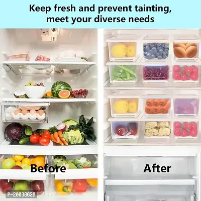 VR  3pcs  Fridge storage container  keep fresh fish ,vegetable , fruits, storage container, Fridge Organizer Case With Removable Drain Plate Stackable Freezer Storage Containers ( pack of 3))-thumb4