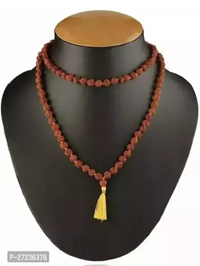 Pooja Ghar Natural Energized Rudraksha Rosary Mala Original Rudraksh Mala 108 1 Beads Wood Chain-thumb0