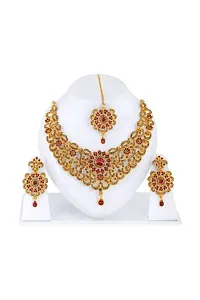 R A ENTERPRISES Gold Plated Lct Stone Studded Necklace Set For Women-thumb1