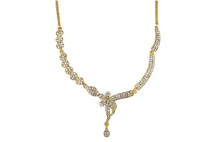 R A ENTERPRISES?Adorable Gold Plated Jewellery Set With Small Stone Designer Earing Necklace Set for Women-thumb2