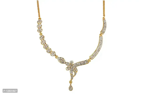 R A ENTERPRISES?Adorable Gold Plated Jewellery Set With Small Stone Designer Earing Necklace Set for Women-thumb3