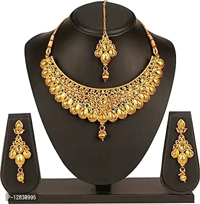 R A ENTERPRISES Glamorous LCT Gold Plated Wedding Jewellery Pearl Choker Necklace Set Combo For Women(RA724)-thumb2