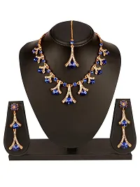 R A ENTERPRISES Gold Plated necklace with royal blue diamond-thumb1