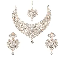 R A ENTERPRISES Women's Rose Gold Plated Jewellery Set with White Austrian Diamond-thumb1