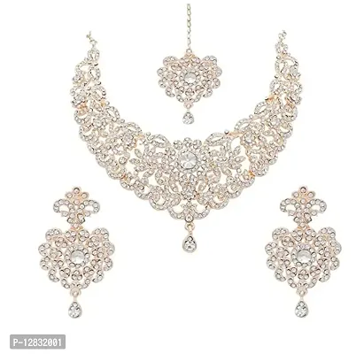 R A ENTERPRISES Women's Rose Gold Plated Jewellery Set with White Austrian Diamond-thumb2