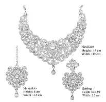R A ENTERPRISES Silver Plated Austrian Diamond Stylish Choker Necklace Jewellery Set For Women-thumb4