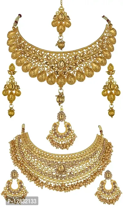 R A ENTERPRISES Gold Plated Gorgeous Jewellery Set for Women (Combo of 2 )