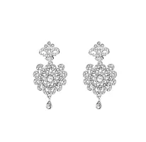 R A ENTERPRISES Silver Plated Austrian Diamond Stylish Choker Necklace Jewellery Set For Women-thumb2