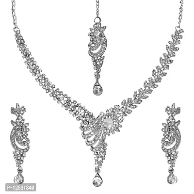 Rhodium Plated Jewellery set with White Austrian Diamond For Women