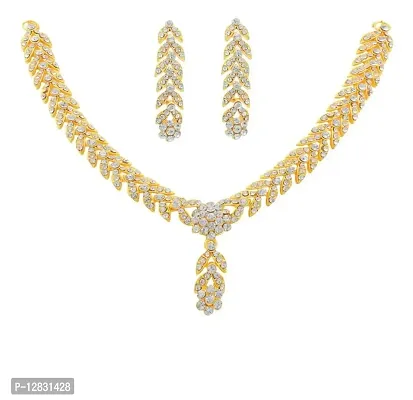 Rhymee Gold Plated American Diamond Stone Studded Choker Necklace Set For Women