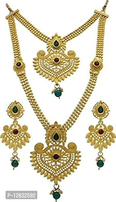 R A ENTERPRISES?Latest Long Design Necklace Set for Women Traditional Look With Gold Plated Jewellery Set