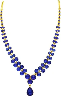 R A ENTERPRISES Gold plated with blue diamond / Multi Strand Blue Necklace with Earrings-thumb1