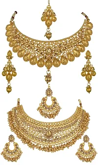 R A ENTERPRISES Gold Plated Gorgeous Jewellery Set for Women (Combo of 2 )-thumb1