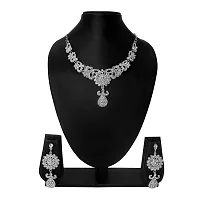 R A ENTERPRISES Rhodium Plated Jewellery Set with White Austrian Diamond for Girls And Women-thumb1