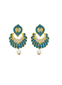 R A Enterprises Sky Blue Pearls Traditional Earring  Necklace Set For Women and Girl-thumb2