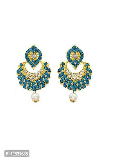 R A Enterprises Sky Blue Pearls Traditional Earring  Necklace Set For Women and Girl-thumb3