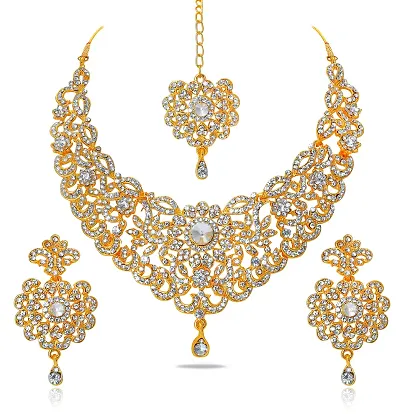 plated Necklace Set with Austrian Diamond for Women